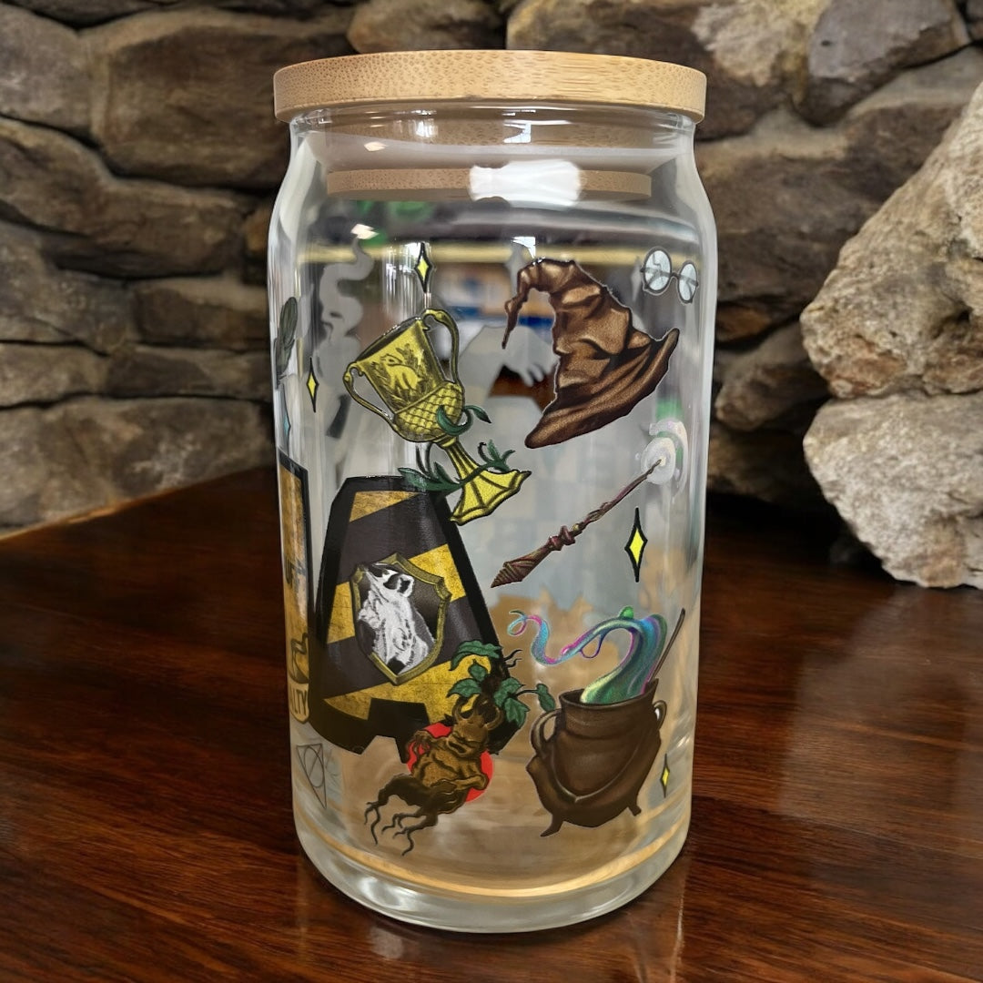 Hufflepuff Mama Glass Can Tumbler