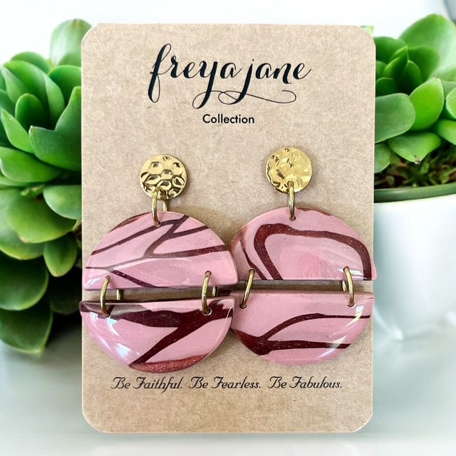 Pink and Brown Abstract Split Rounds