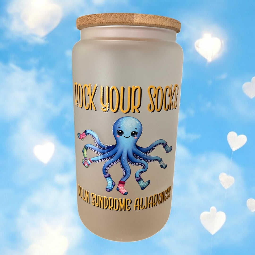 Rock Your Socks Matte Glass Can Tumbler