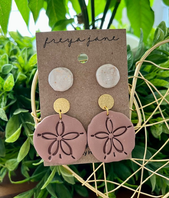 Sand Dollar Drops with Round Studs