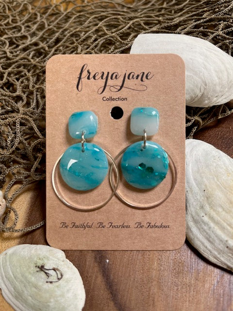 Blue Jasmine Drop Hoop Earrings