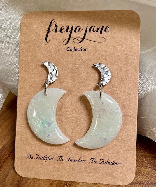 Pearlescent Moon Drop Earrings