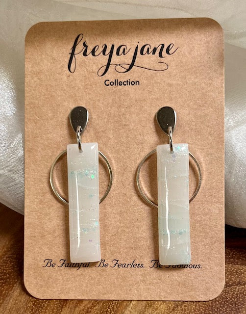 Pearlescent Long Dangle Hoop Earrings