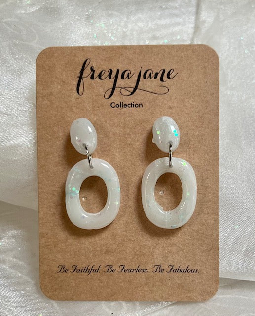 Pearlescent Drop Hoop Earrings