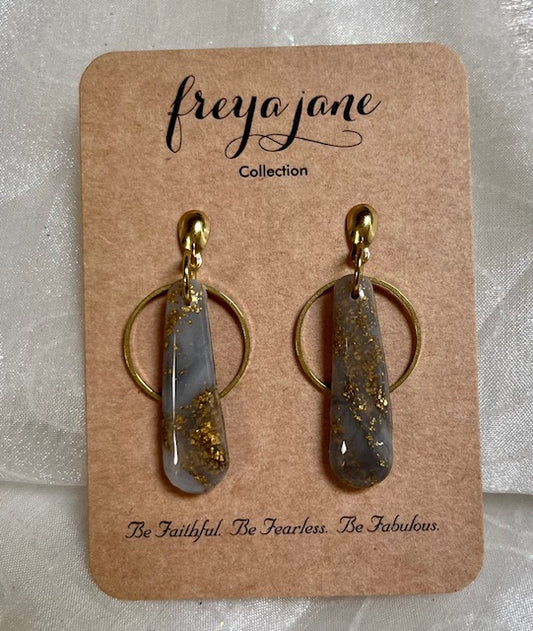 Black Marble Short Drop Earrings