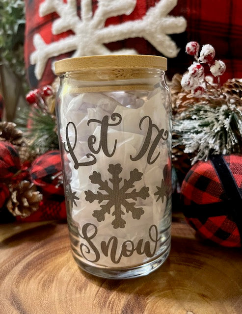 Glass Can - Let It Snow - Silver