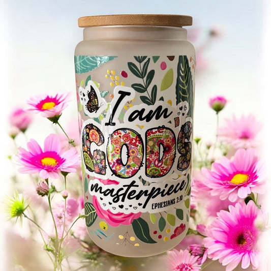 God's Masterpiece Matte Glass Can Tumbler