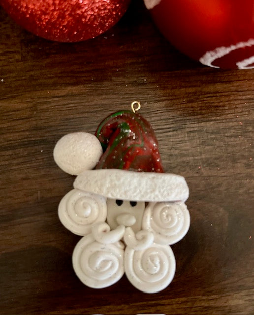 Santa Ornament - Green/Red Swirl