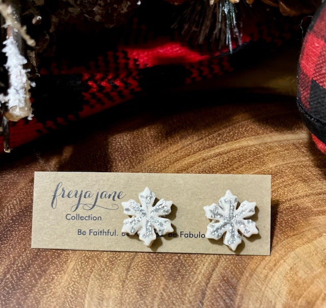 Glitter Snowflake Studs