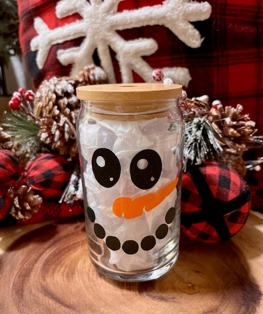 Glass Can - Snowman Face