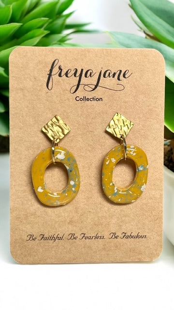 Yellow Terrazzo Drop Hoops