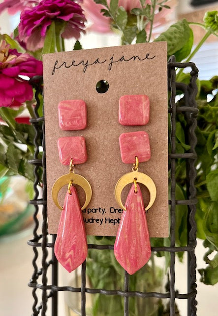 Rosy Moon Drops with Studs