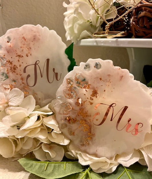 Mr and Mrs Resin Coasters