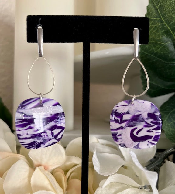 Purple and White Ripple Dangles