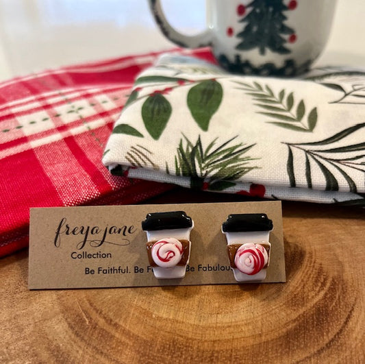 Peppermint Coffee Cup Studs