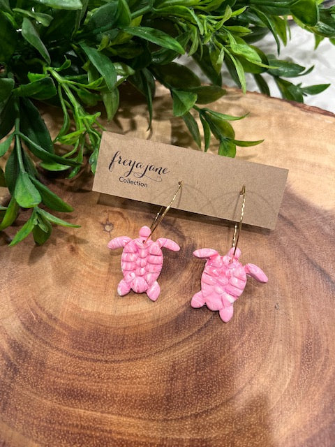 Pink Turtle Hoops