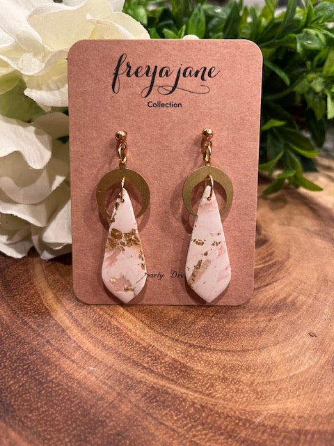 Pink/Gold Moon Drops w/Posts