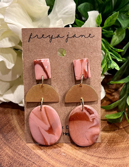 Pink and Brown Abstract Oval Drops