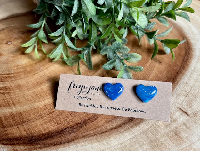 Blue Heart Studs